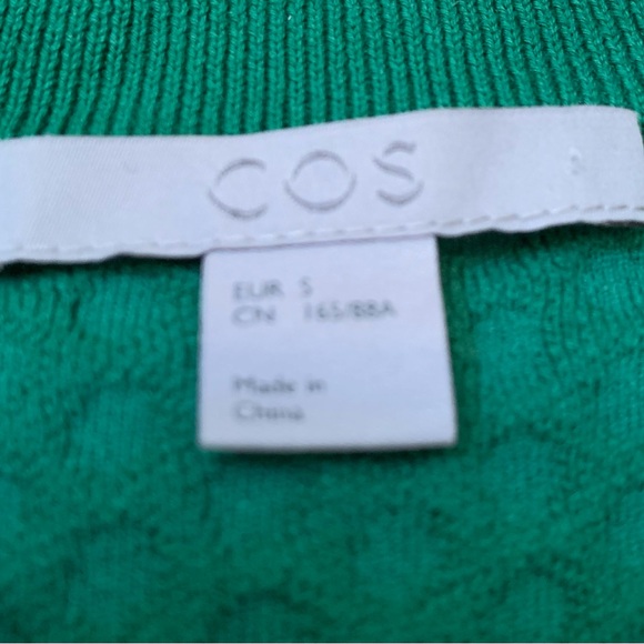 COS Size S Long Cardigan Green 3/4 Sleeves, Cotton Blend Machine Wash Excellent - Picture 5 of 10